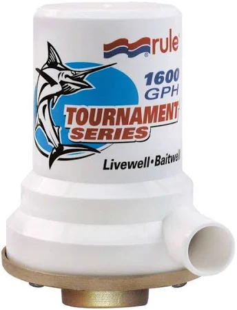 Rule Tournament Series Single Port Livewell Pump, 1600gph – 209B Livewell, Aerator & Bait Pumps 209B