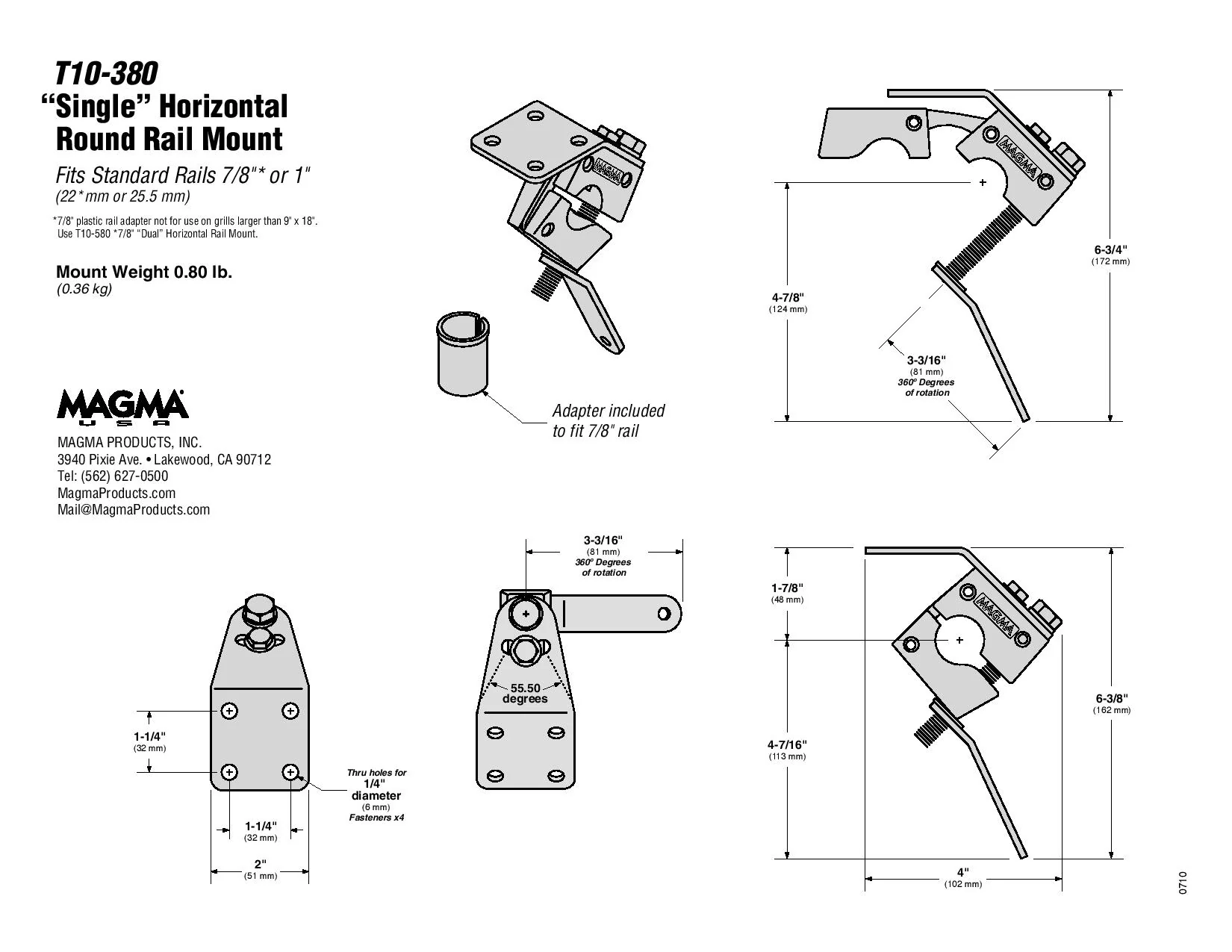 Magma Round Rail Table Mount – T10-380 Sale 232458 3