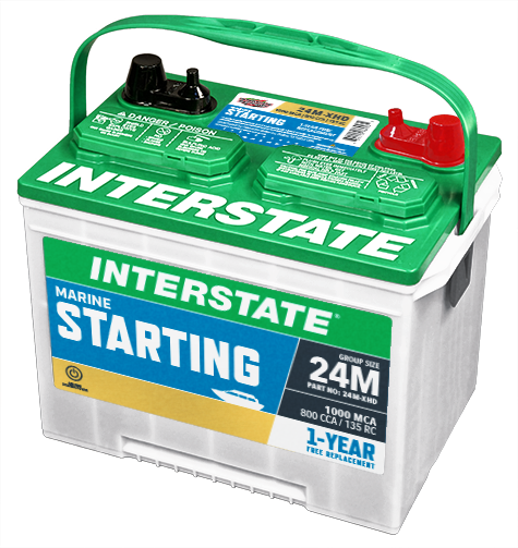 Interstate Battery Group 24 Starting Battery, 1000CA – 24M-XHD Marine Batteries & Chargers 24M-XHD 2