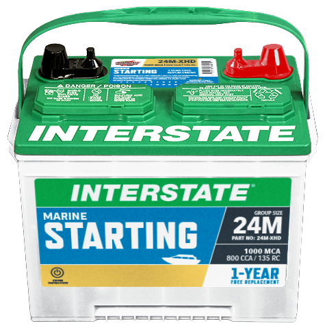 Interstate Battery Group 24 Starting Battery, 1000CA – 24M-XHD Marine Batteries & Chargers 24M-XHD 1