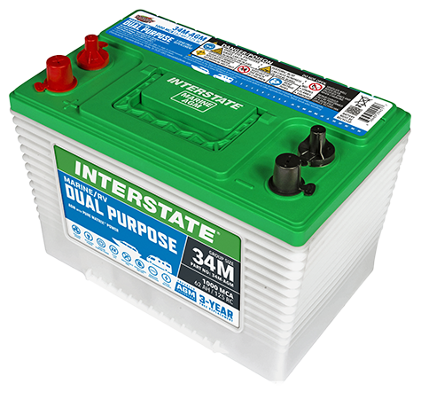 Interstate Battery Group 34 AGM Dual Purpose Battery, 1000CA – 34M-AGM Marine Batteries & Chargers 34M-AGM 2