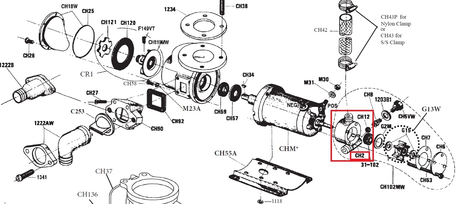 Raritan Crown Head Pump Body – CH2 Toilets, Waste Pumps and Parts 614201 2