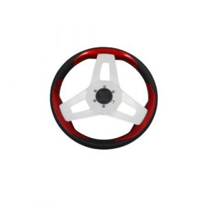 Uflex Loredan Red/Black Grip Steering Wheel w/ Silver 3 spoke - LOREDANR/SNC