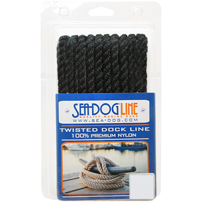 Seadog Twist Nylon Dock Line 1/2X25 Blk 301112025BK-1 Twisted Nylon Dock Lines 301112025BK-1