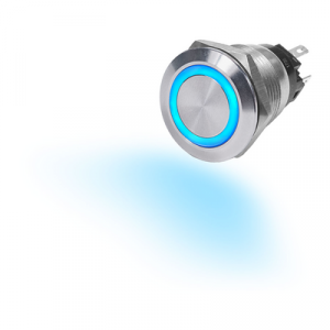 Blue Sea 10A Push Button Blue LED Ring Switch, ON-Off – 4160 Marine switches 387420
