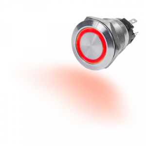 Blue Sea 10A Push Button Red LED Ring Switch, ON-Off â€“ 4162 Marine switches 387442