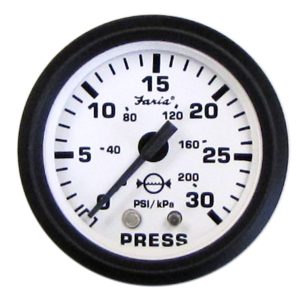 Faria Euro White Water Pressure Gauge Kit, 30PSI – F12903 Water Pressure Gauges 12903 1