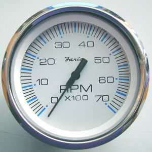 Faria Chesapeake White Outboard Tachometer, 7000RPM – 33817 Tachometers 33817 1