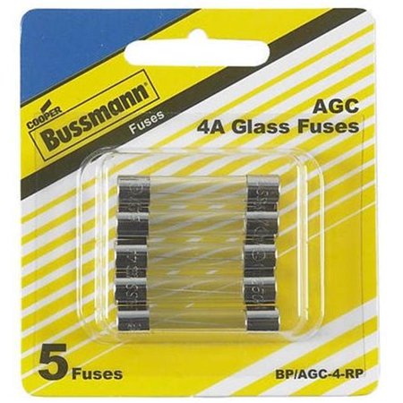 Bussmann AGC 4Amp Fuse 5/Pk BP/AGC-4-RP