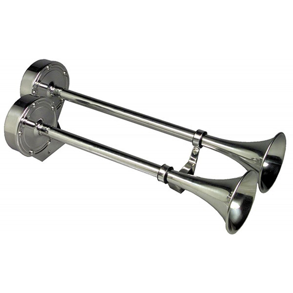 Schmitt Marine 16in SS Deluxe 12V Shorty Dual Trumpet - 10012