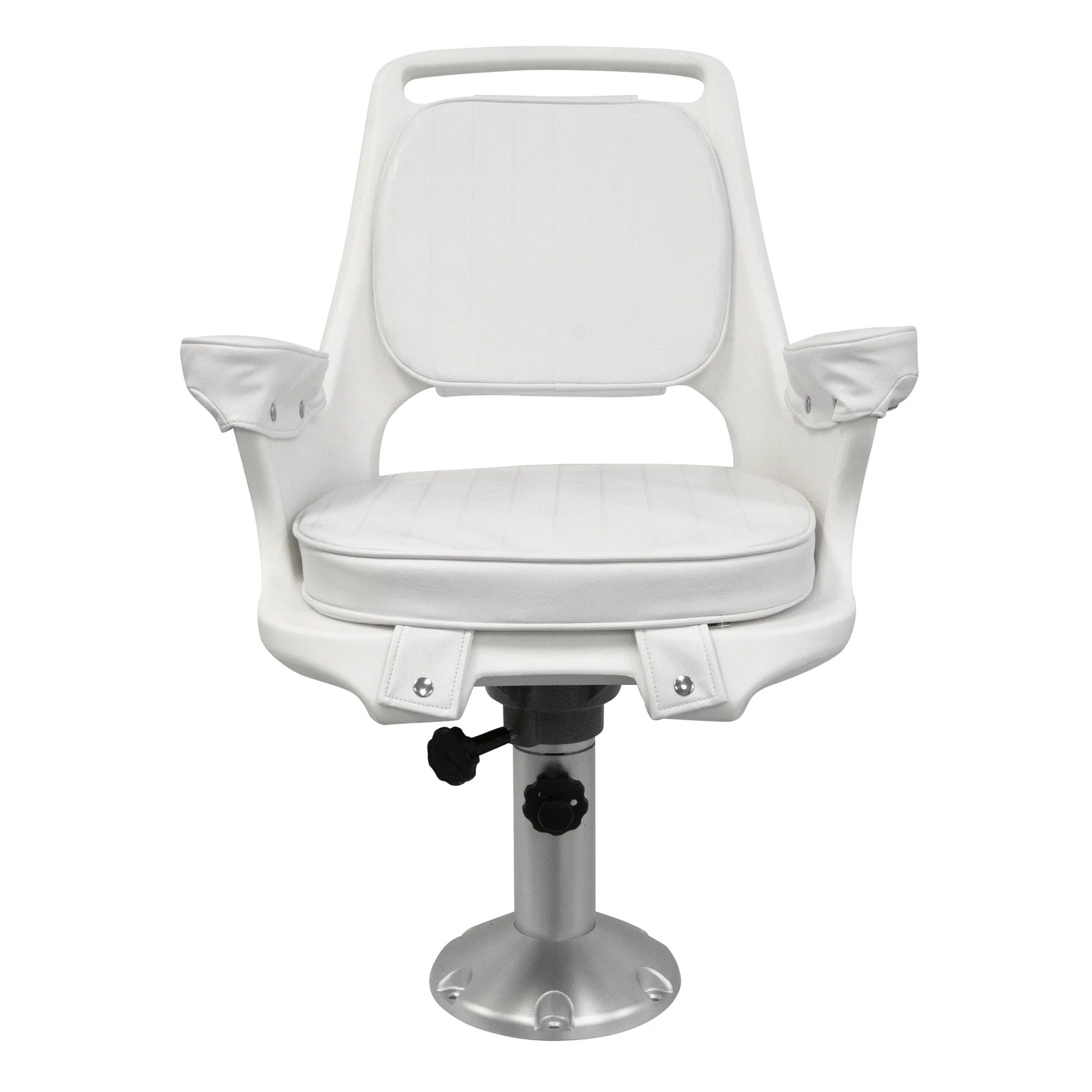 Wise 8WD1007-7-710 Boat Captains Chair & Cushions w/ Adjustable Pedestal & Seat Spider Mount | Color — White - Image 2
