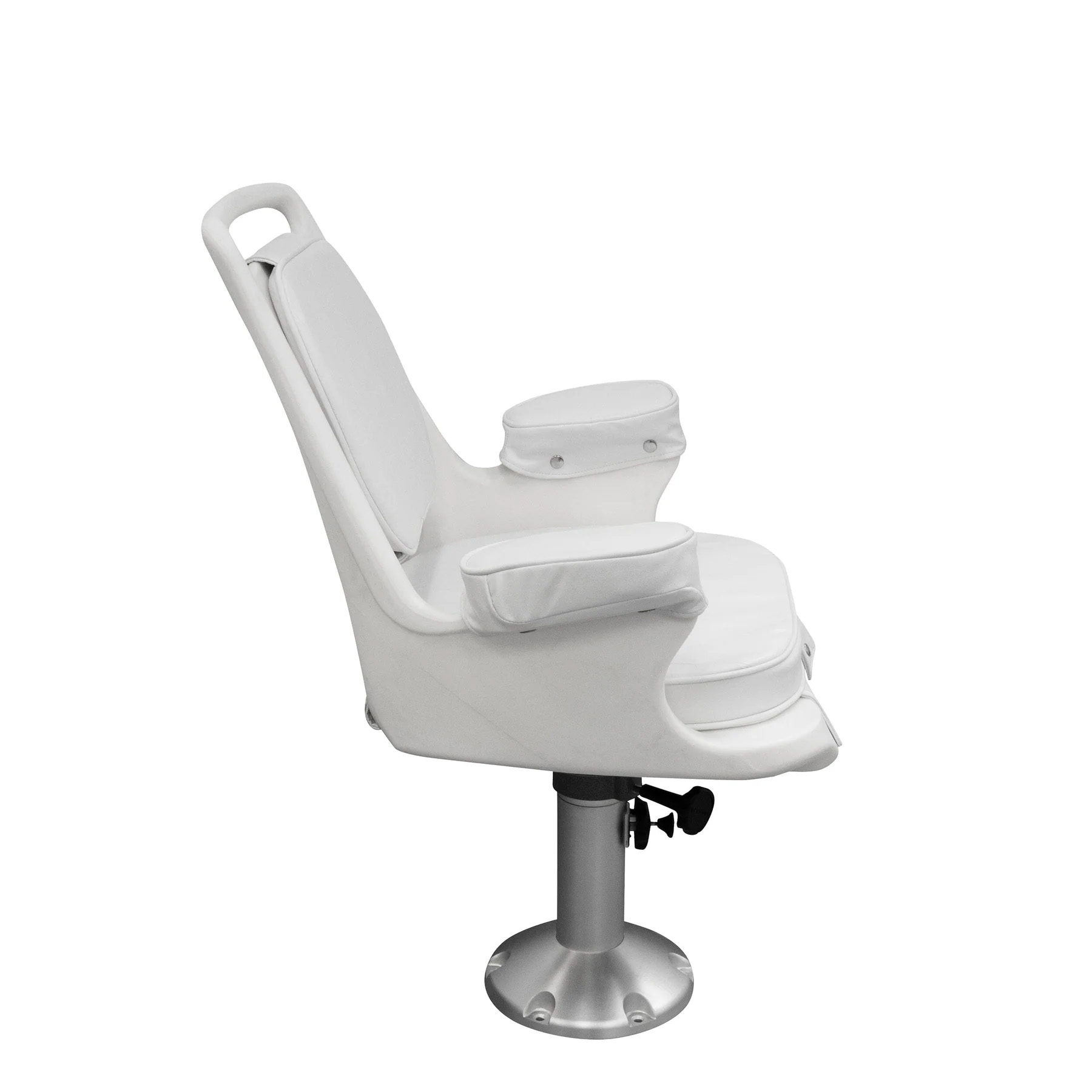 Wise 8WD1007-7-710 Boat Captains Chair & Cushions w/ Adjustable Pedestal & Seat Spider Mount | Color — White - Image 3