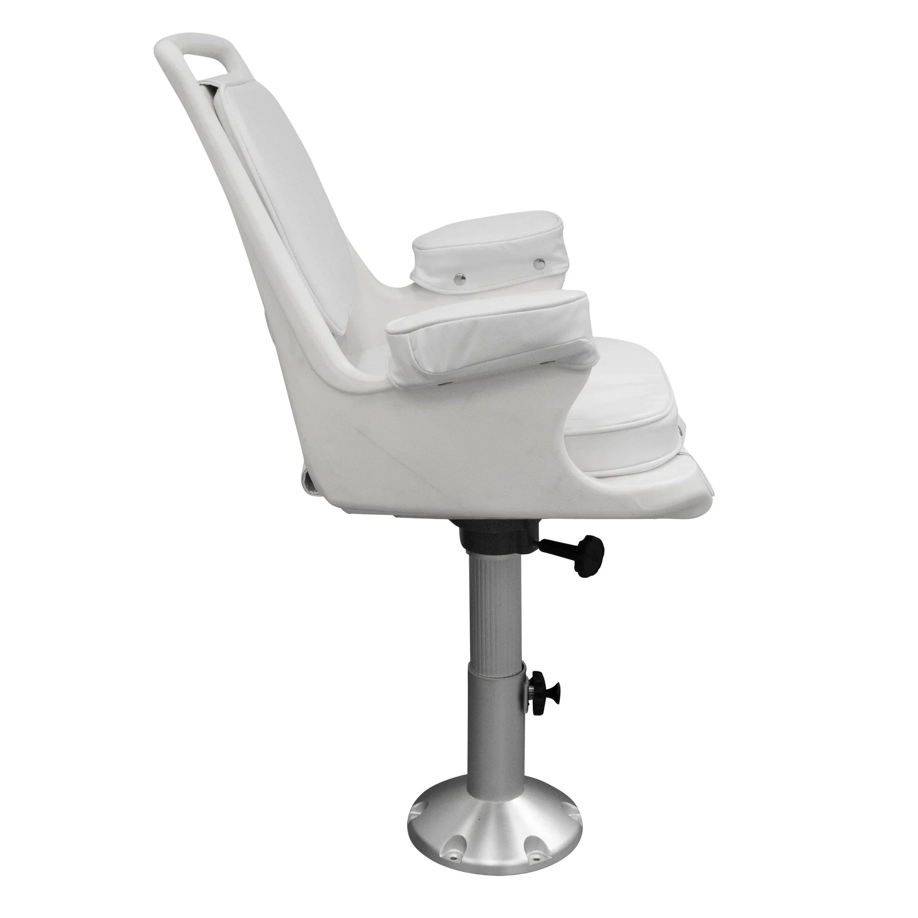 Wise 8WD1007-7-710 Boat Captains Chair & Cushions w/ Adjustable Pedestal & Seat Spider Mount | Color — White - Image 4