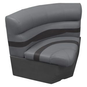 Wise Premier Pontoon 28" Radius Corner - Cushion & Base Set | Color — Slate • Dark Neutral