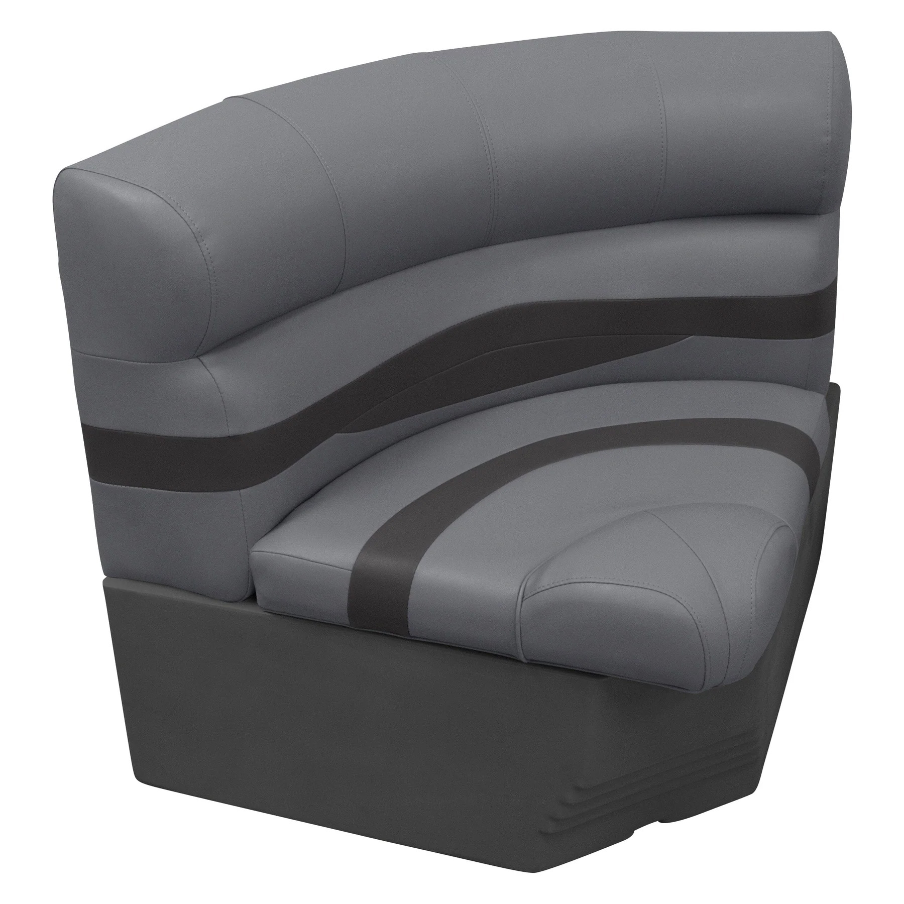Wise Premier Pontoon 28" Radius Corner - Cushion & Base Set | Color — Slate • Dark Neutral